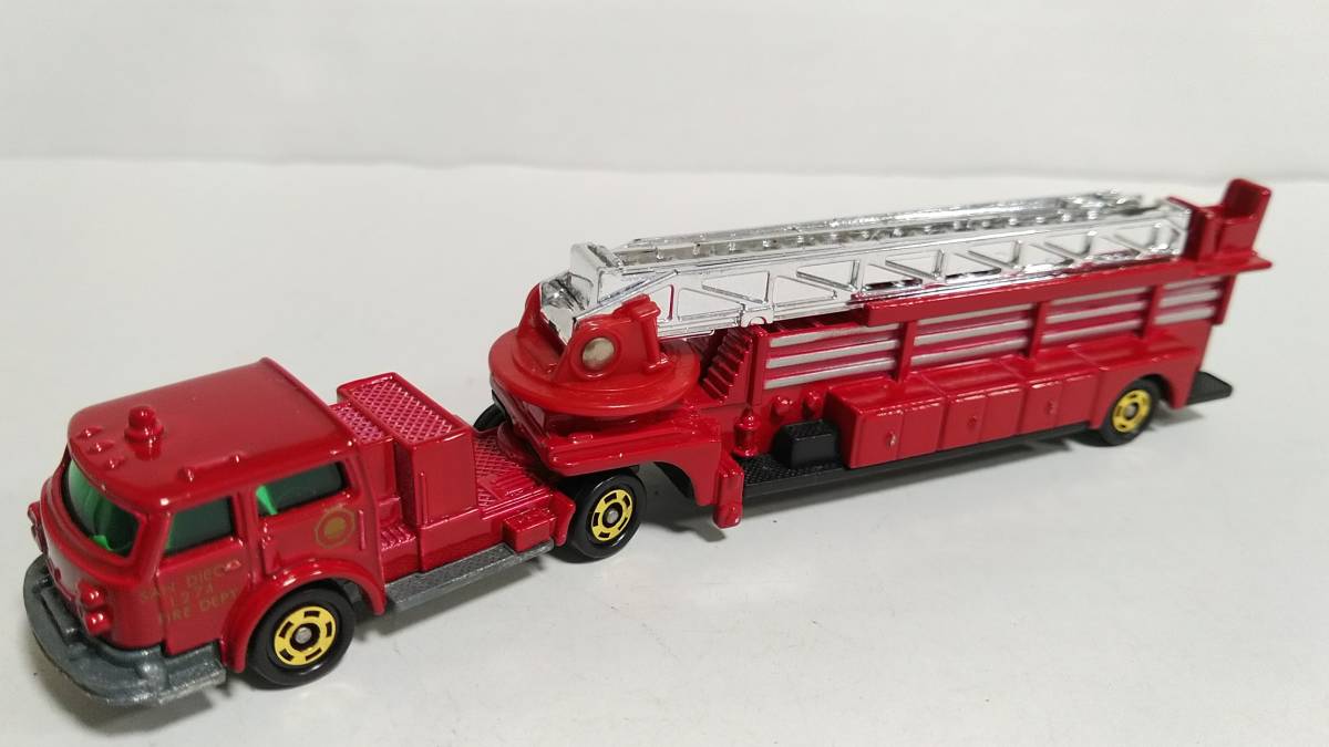 箱なし】ロングトミカ 青箱 日本製 L10 アメリカン ハシゴ消防車 1/110 