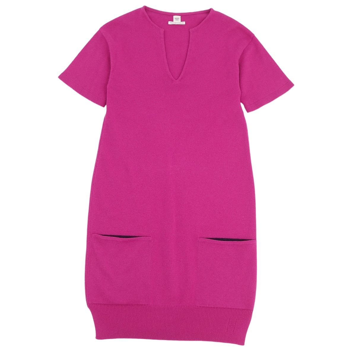 極美品 エルメス HERMES ワンピース カシミヤ ニット Hロゴ ドレス レディース イギリス製 36(S相当) ピンク ch08ob-rm10c11422