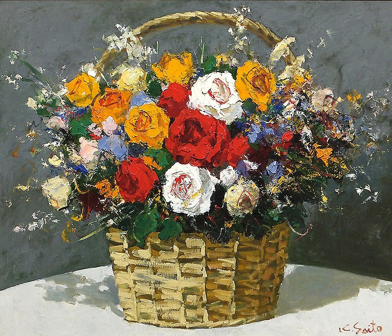 斉藤要 油彩画 花 【公式通販】