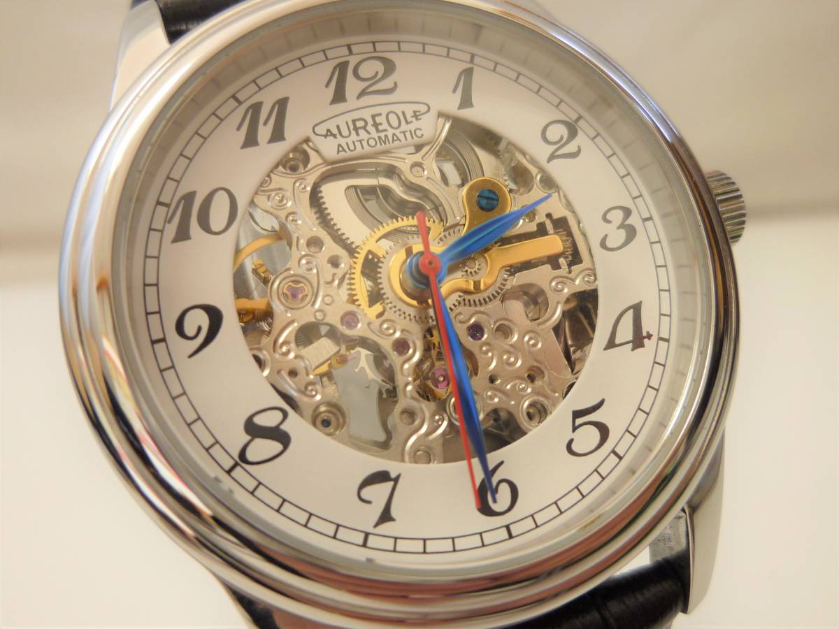 AUREOLE オレオール SW-614M 両面スケルトン 自動巻き ホワイト文字盤