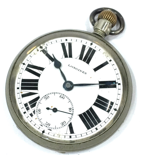 ロンジン 懐中時計 7 GRANDS PRIX スモセコ オープンフェイス 白文字盤 ローマン 手巻き 稼働 LONGINES