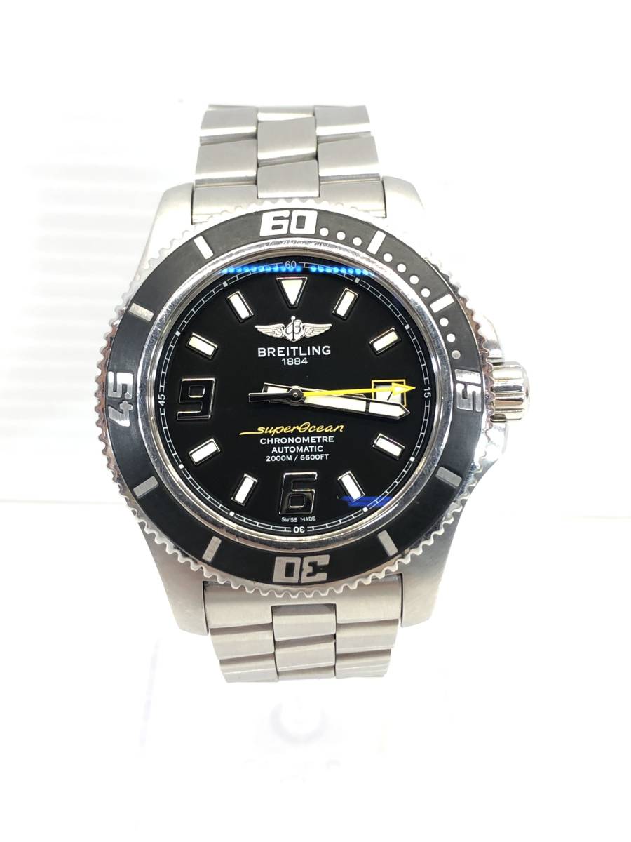□BREITLING ブライトリング スーパーオーシャン 44 A17391 自動巻 黒文字盤□