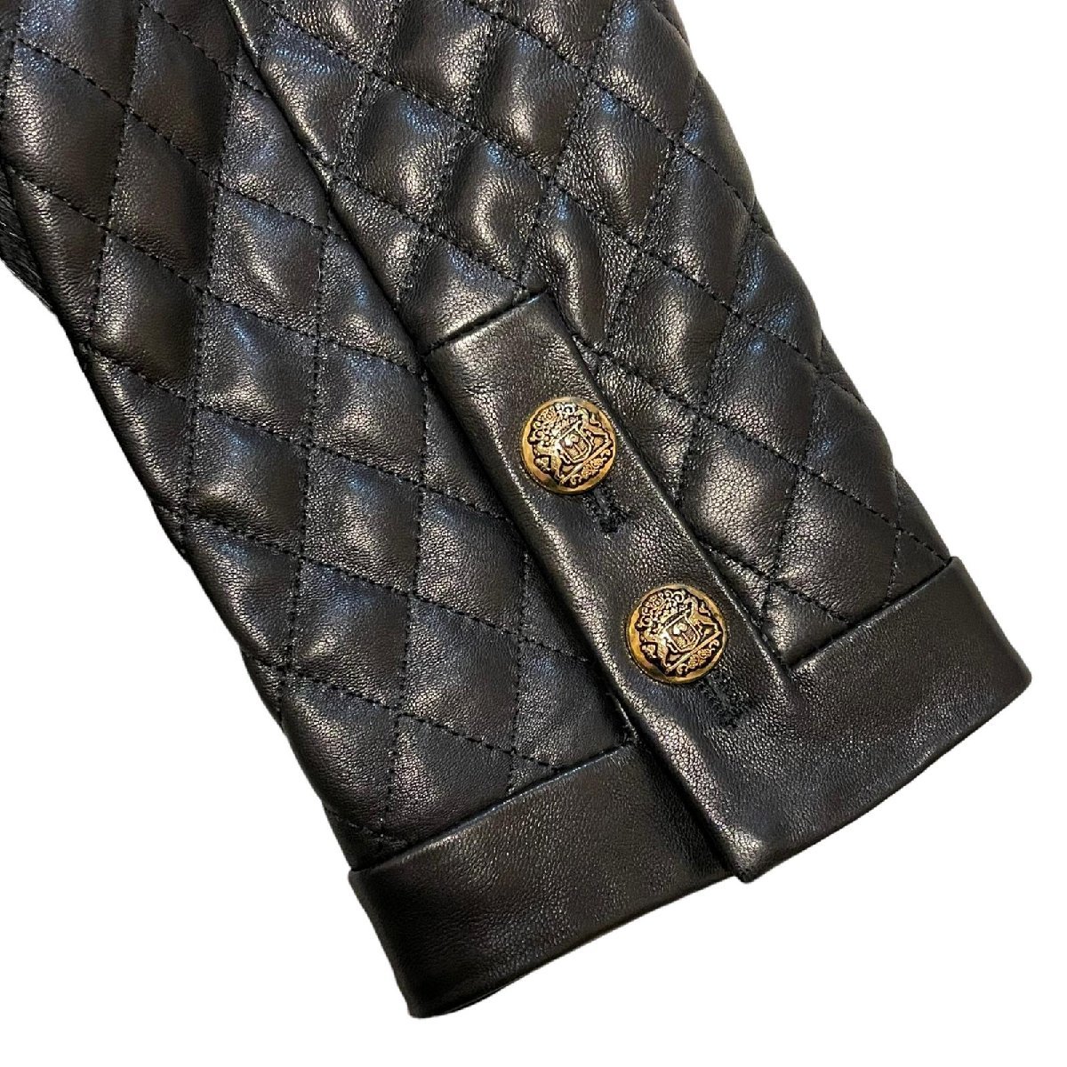 グレースクラス レザー ノーカラージャケット フォックスファー