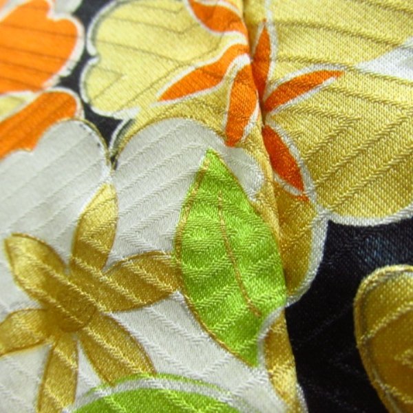 ☆着物10☆ 1円 絹 訪問着 金駒刺繍 刺繍 菊 袷 身丈161cm 裄65cm [同