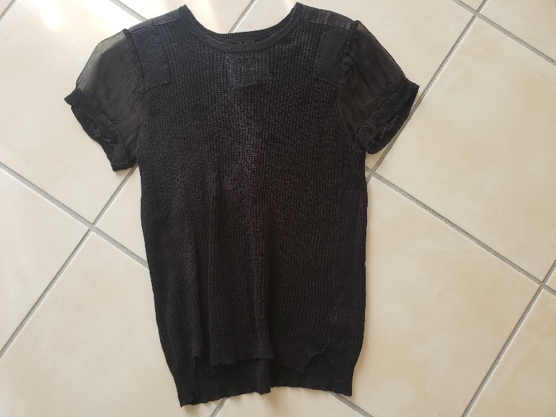 ハミルトンエッセンス/高額上質美品/シルク・リネン麻混・黒シアー透け感シースルートップス・ニット/BRIDS&BEYOND