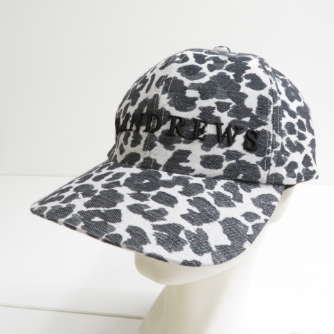 【即決】 St ANDREWS セントアンドリュース 2021年モデル レオパード柄 キャップ ホワイト×ブラック系 サイズFR ゴルフ [W6693]