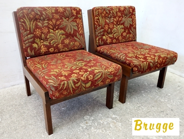 □P570□美品□三越ブルージュ/Brugge□1人掛けソファ/チェア□2脚
