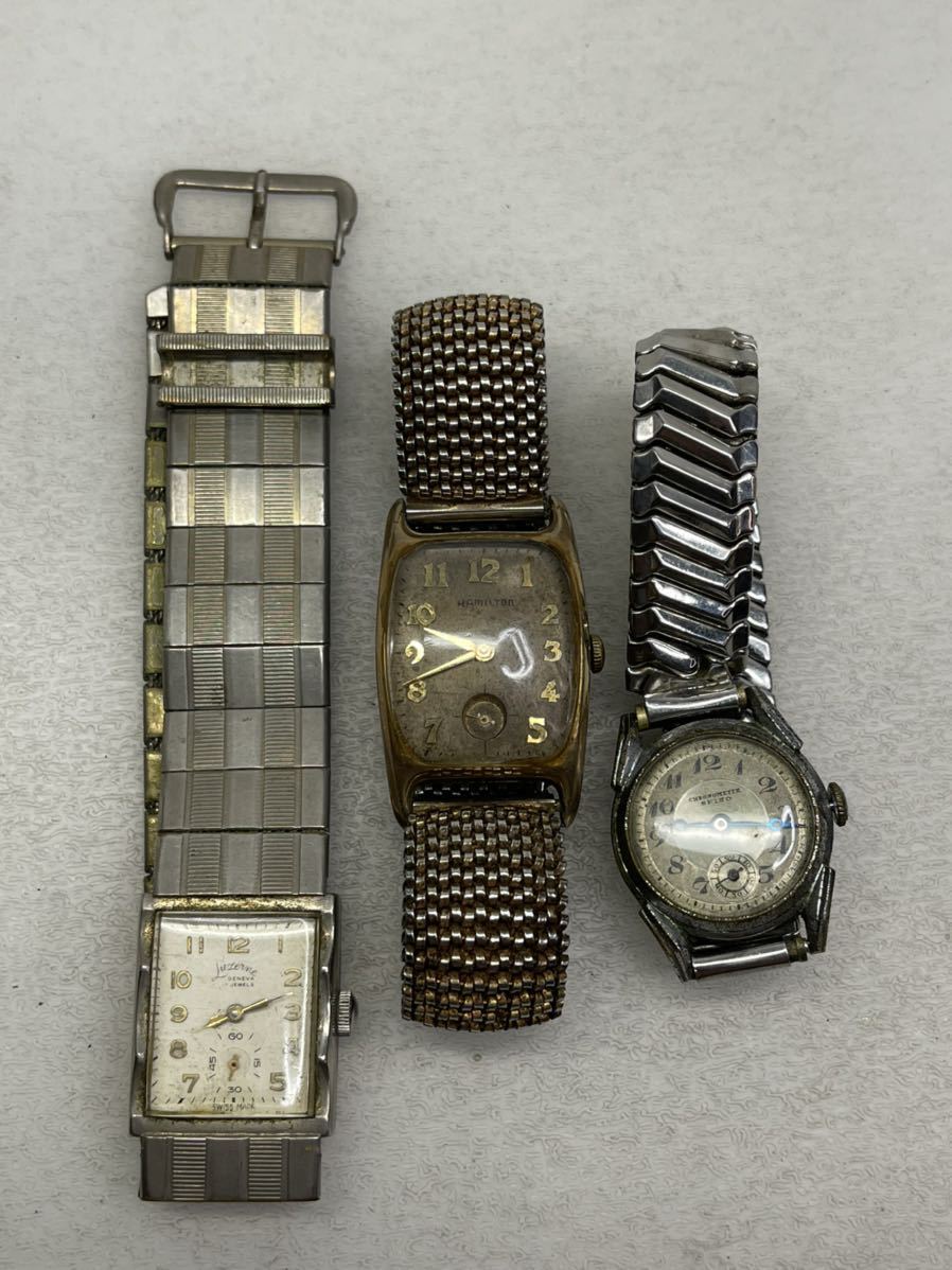 【ジャンク】腕時計 Lucerne・Hamilton・Spino /アンティーク/男と女/手巻き/スモセコ/14K/スイス製/3点セットです。