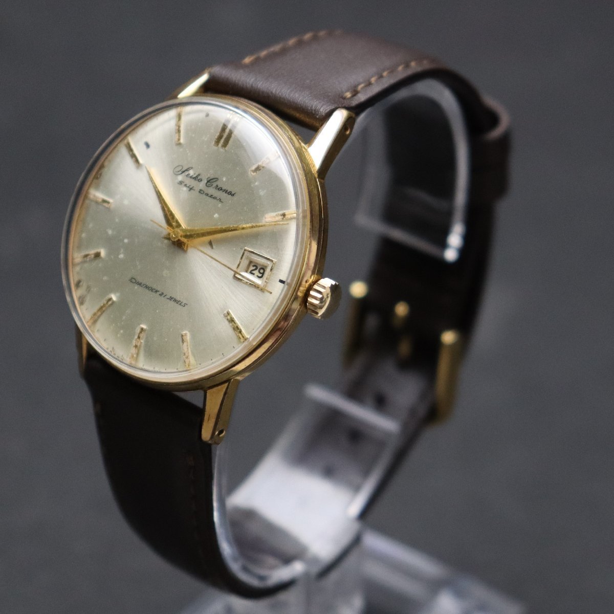 SEIKO クロノス セルフデーター 15020 21石 稼働品 手巻き SEIKO CRONOS Self Dater セイコー クロノス セルフデーター 手巻き