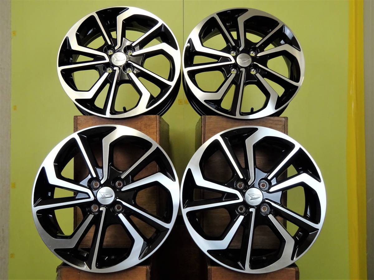 H1960 中古 4本 ダイハツ コペン X PLAY 純正 16 x 4.5J +45 4H 100 ブラック ポリッシュ ムーブ キャスト タント ミラ ウェイク