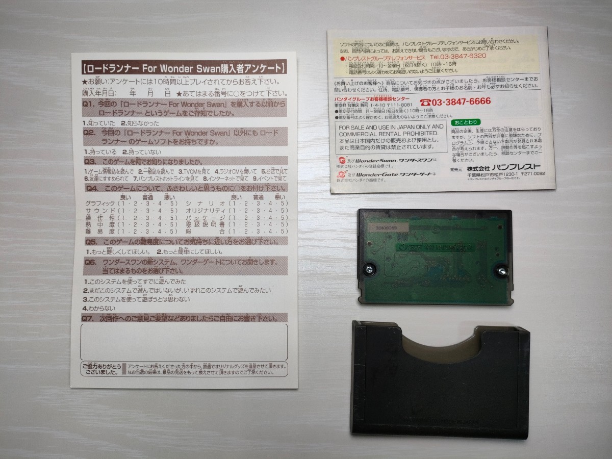 WS【ロードランナー for WonderSWAN】箱 ハガキ ワンダーゲート取説 