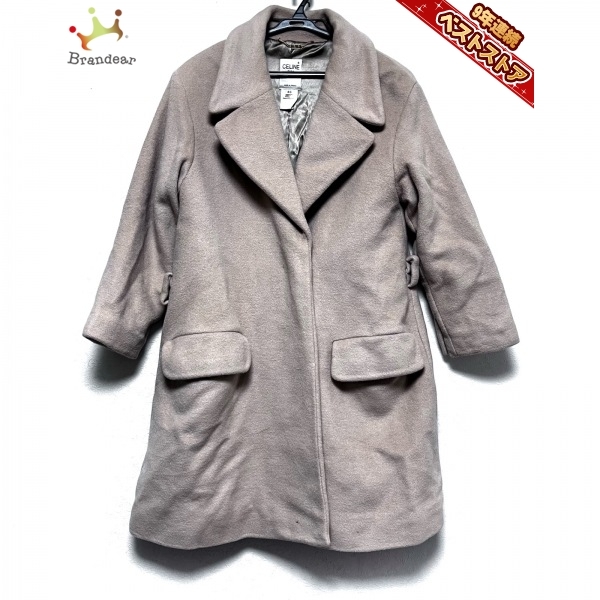 セリーヌ CELINE サイズ40 M - ベージュ レディース 長袖/肩パッド/冬 コート