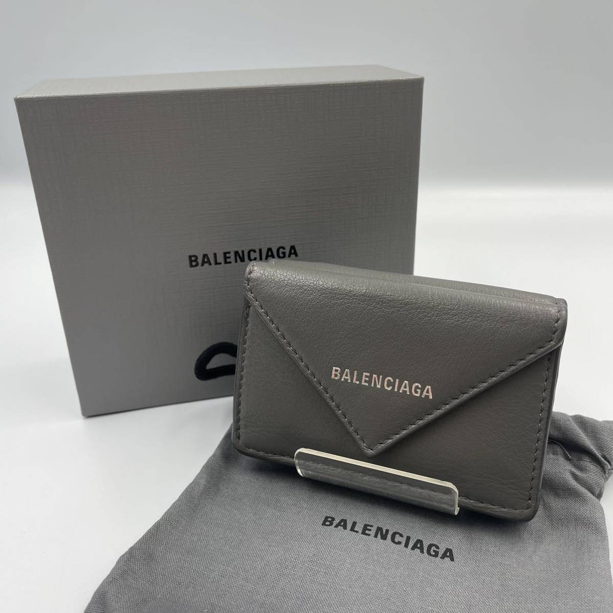 BALENCIAGA バレンシアガ ペーパーミニウォレット グレー 財布 箱付