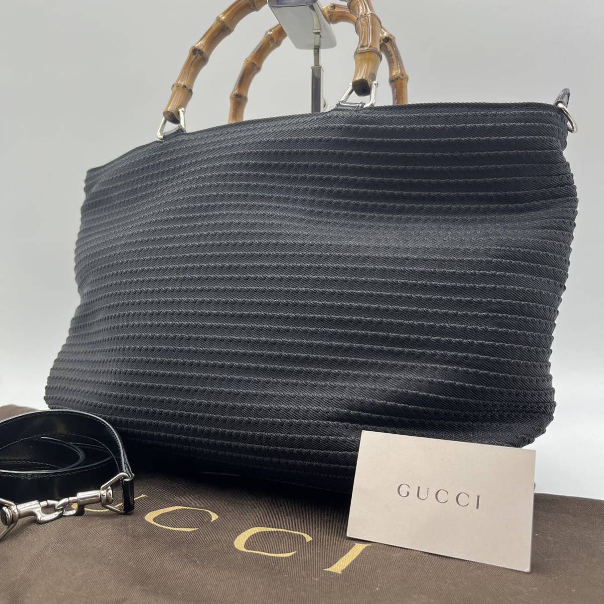 1円《美品》GUCCI グッチ バンブー 2way トートバッグ ショルダー A4
