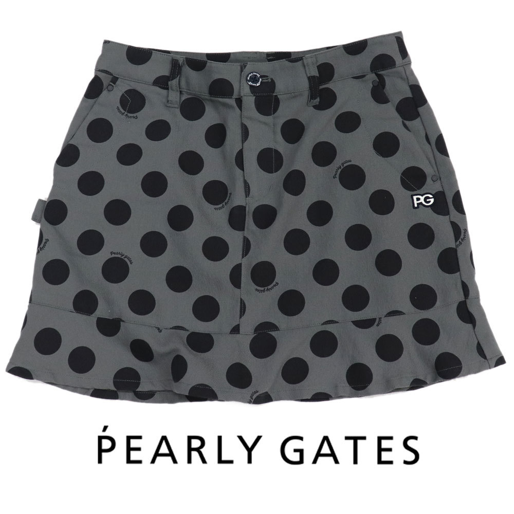 PEARY GATES パーリーゲイツ スカート レディースゴルフウェア グレー人気のドットプリント ファミリーセール SIZE 1（M)