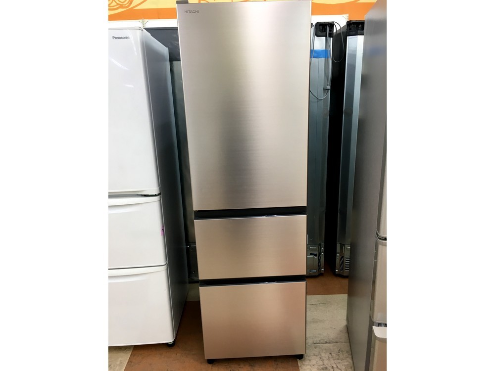 ●【同梱不可】【らくらくD】中古品 日立 3ドア スリム 冷凍冷蔵庫 2022年製 R-V32RVL N 左開き 315L シャンパン 幅54cm