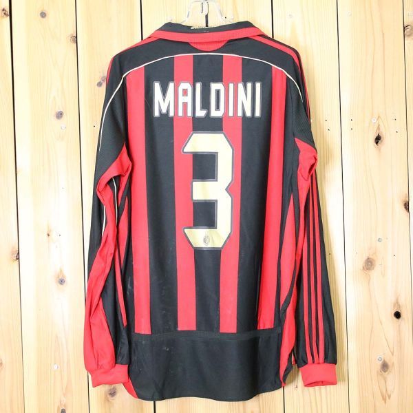 [D1845] アディダス ユニフォーム サッカー ACミラン 長袖 マルディーニ レッド系 O adidas / 小型便OK