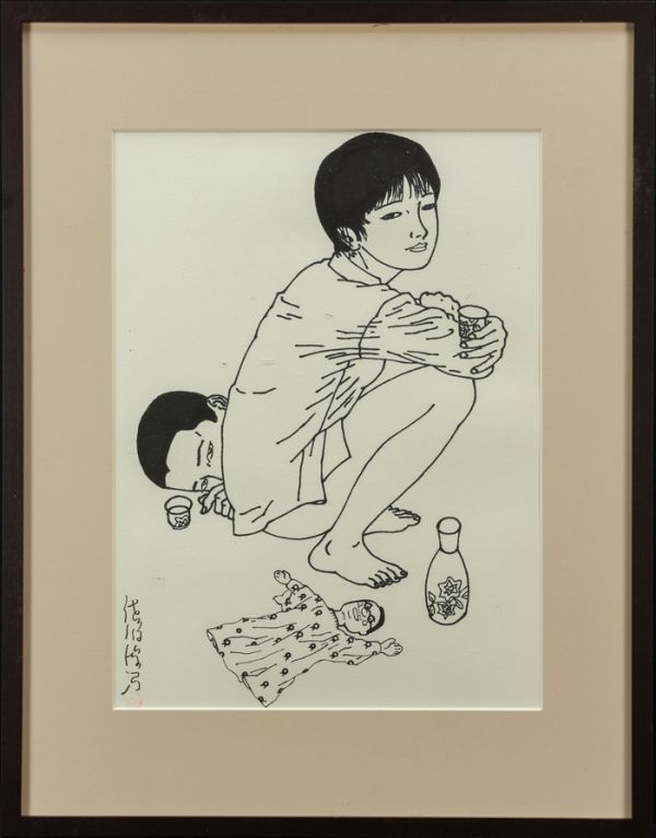 A3313 【真作】古沢岩美13 サイン有 裸婦 紙地 肉筆 パステル