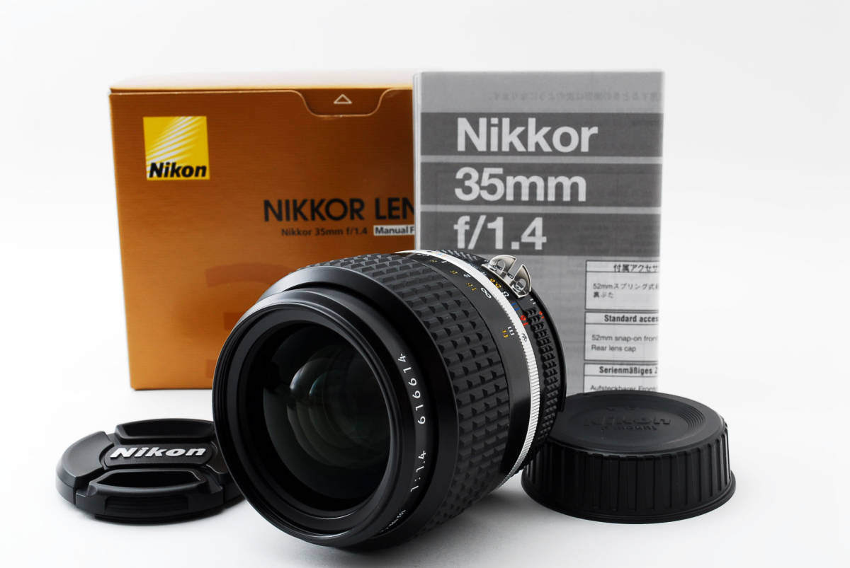 ●極上品●Nikon ニコン Ai-S Nikkor 35mm f/1.4 単焦点 レンズ / 元箱付 -【403A】
