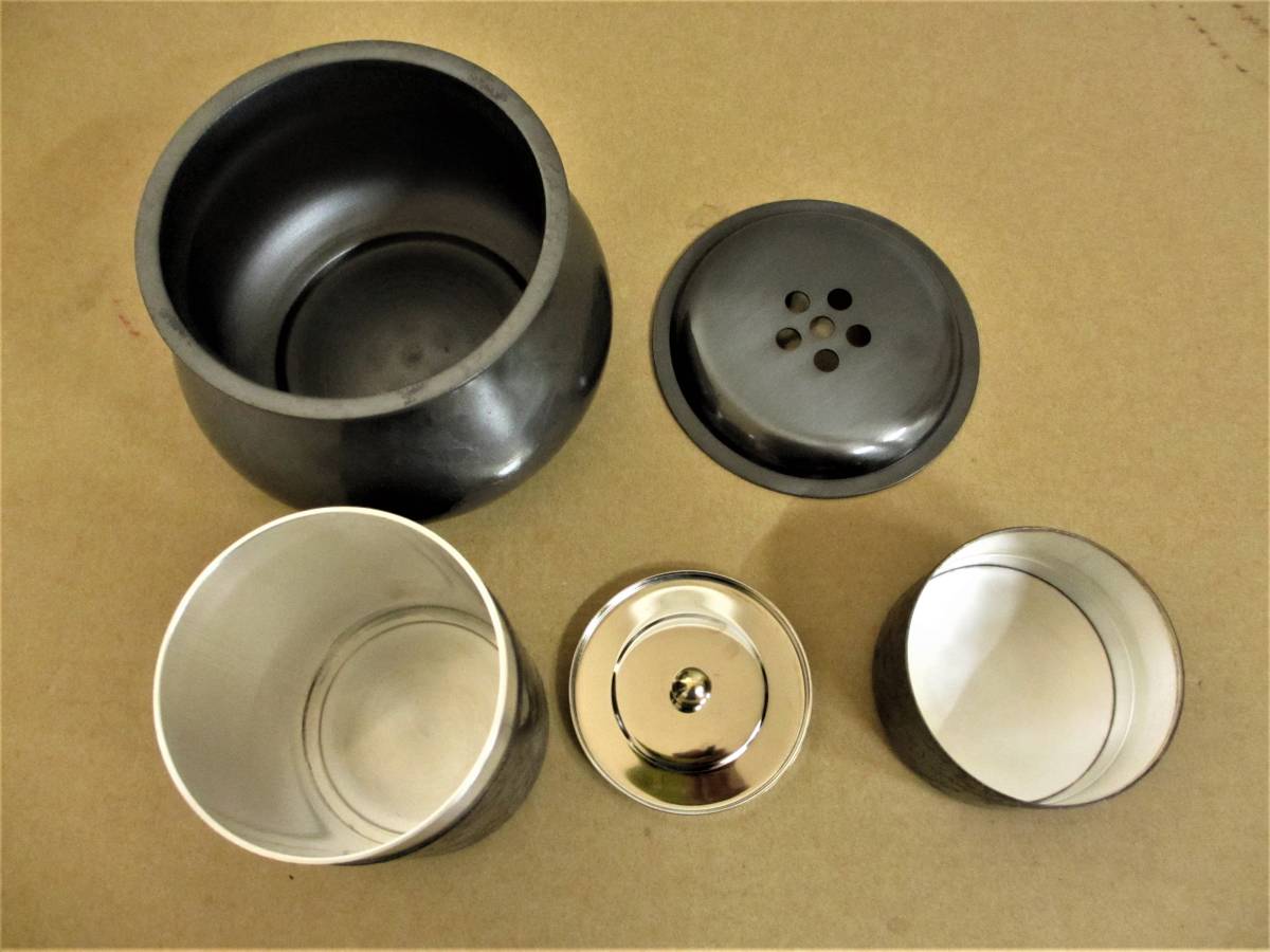 高岡銅器 瑞正造 茶器揃 茶筒 建水 茶托 秀也 7点セット 共箱 総重量