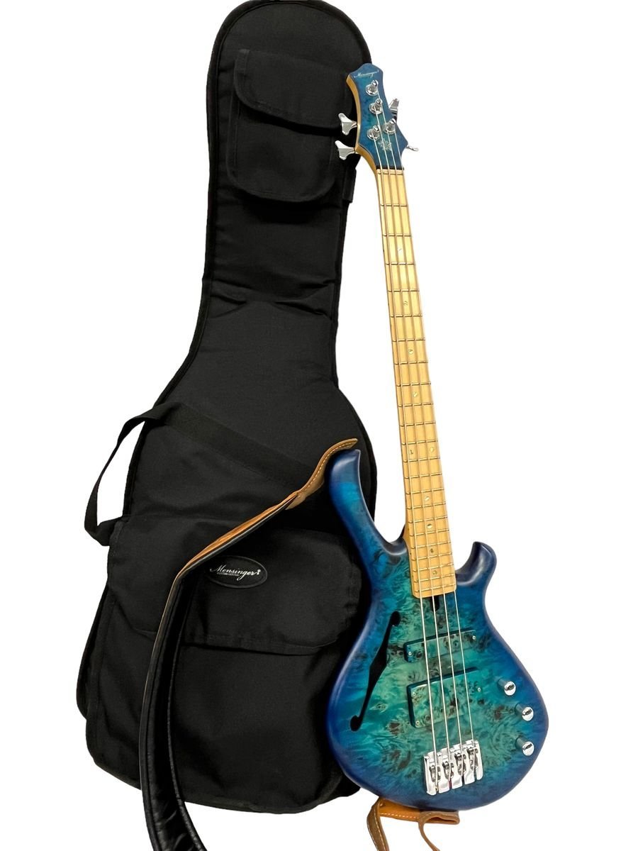 1円～ メンシンガー Mensinger Custom Guitars CAZPAR 4 BLUE HOLLOWBODY ソフトケース付 ベース ※同梱不可 y74-1818085【Y商品】