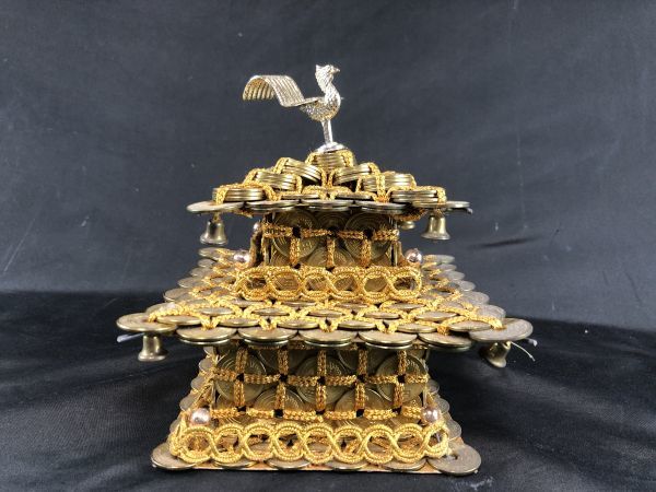 0u1k33B113 5円玉 置物 金閣寺? 亀 2点セット ☆ コインアート コイン