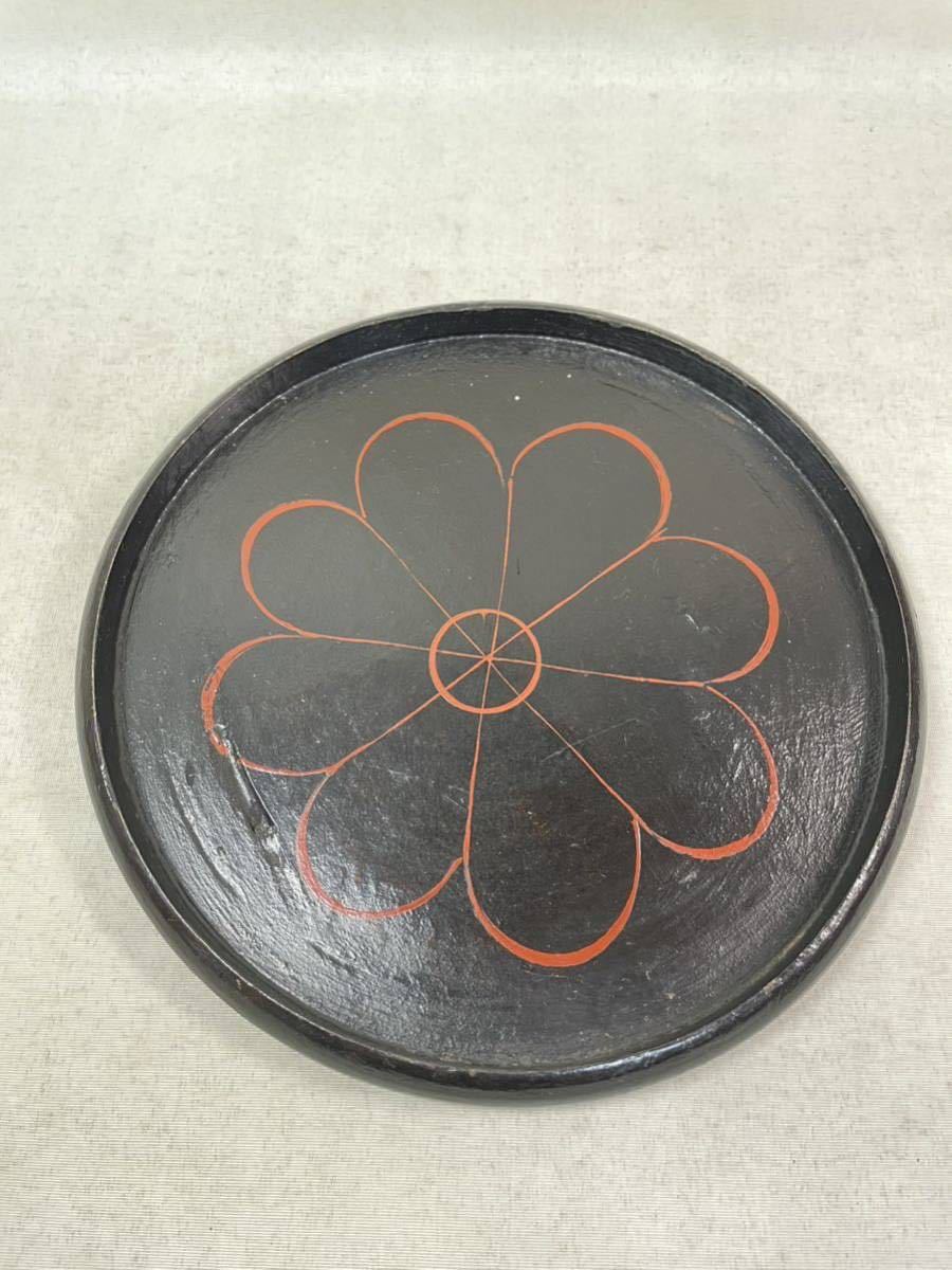 根来 漆絵 浄法寺塗 朽木盆 菊模様 東北地方伝来 漆絵 浄法寺塗 -