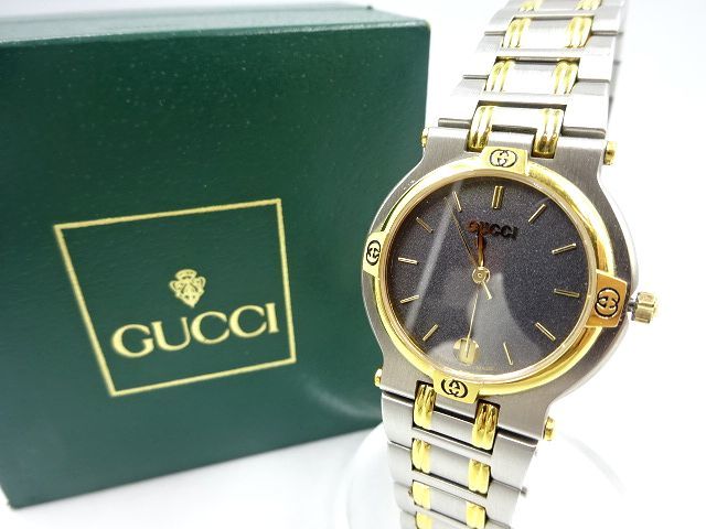 【新品電池】稼働 美品✨グッチ GUCCI 9000M メンズ 腕時計 コンビ ☆GUCCI グッチ メンズ腕時計 9000M コンビカラー クォーツ デイト