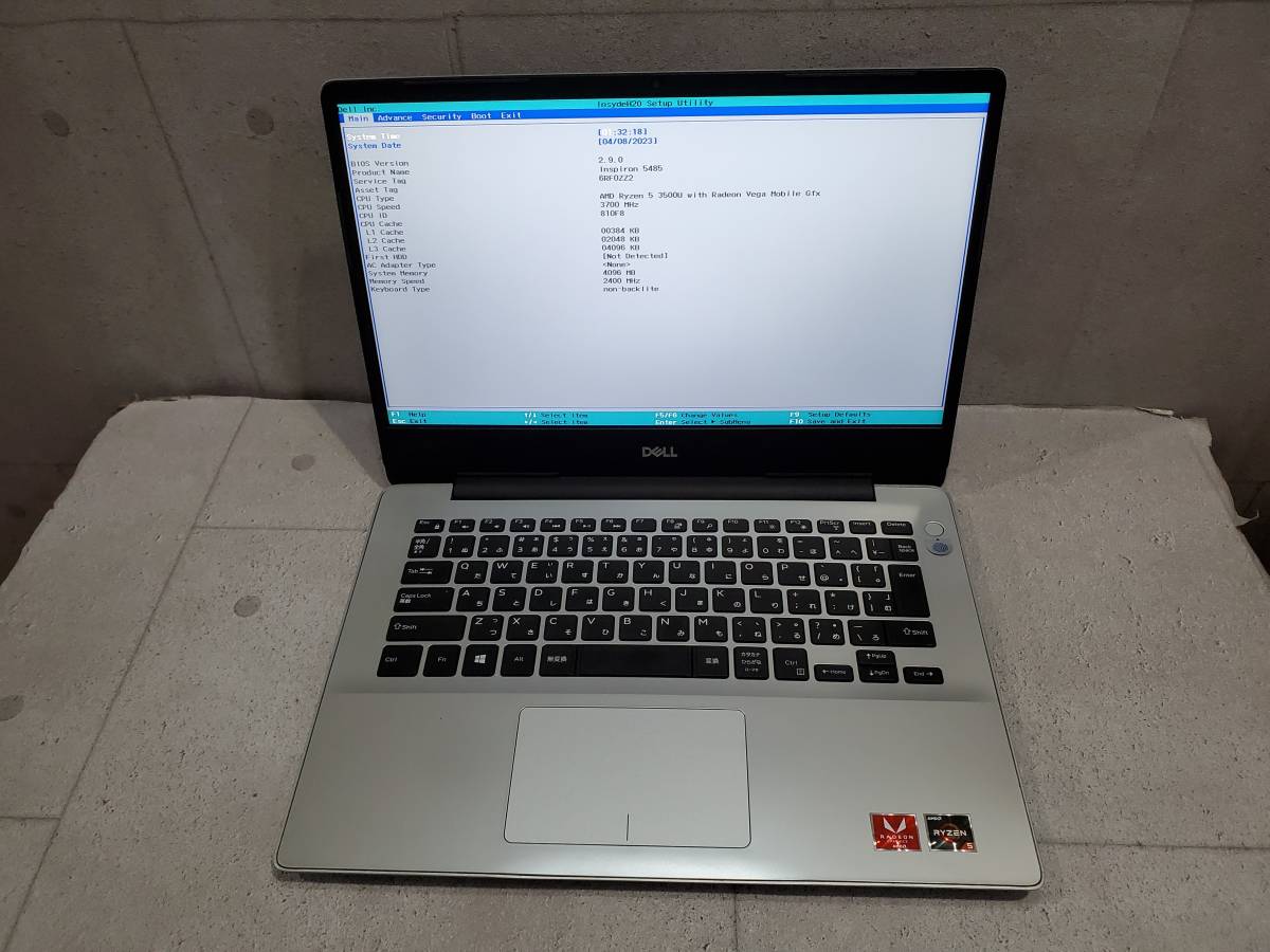ジャンク＞DELL Inspiron 14 5485 / AMD Ryzen 5 3500U / ストレージ 