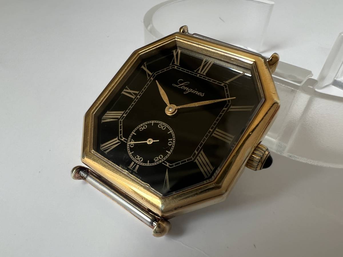 Y54☆★不動品 LONGINES ロンジン 846 3209 ブラック ゴールドカラー スモセコ 手巻き 腕時計 現状品 1円〜