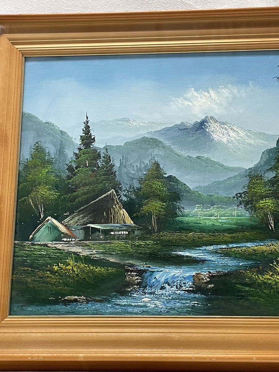 絵画　油絵　油彩　作者不明　風景画　景色　山 油彩画 油絵 風景画 肉筆 作者不明 山川 田舎(自然、風景画)｜売買され