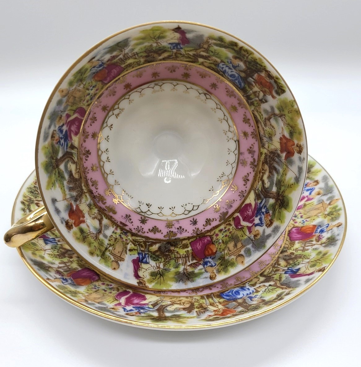 金彩 デミタス オールドニッポン 高台ペディスタル C&S 花文の