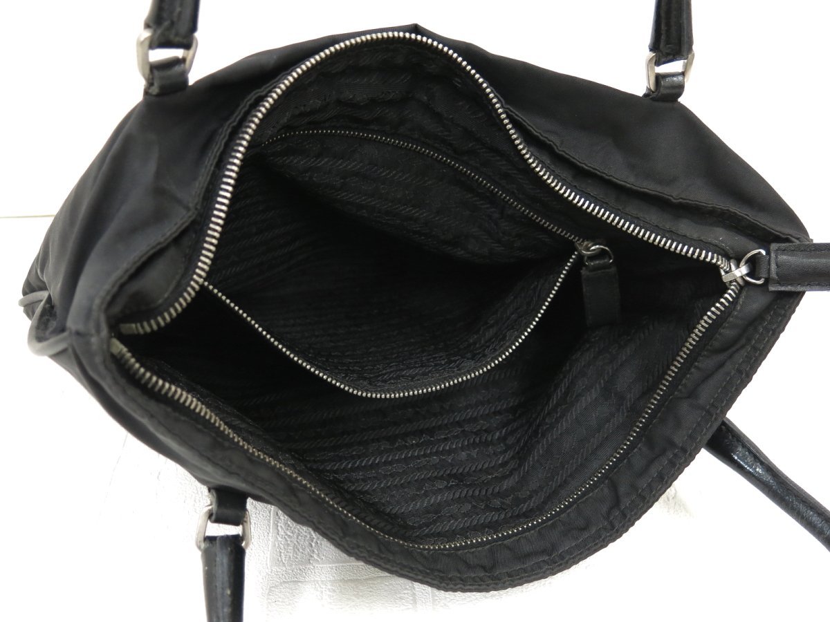 ◇PRADA プラダ◇ナイロン カーフ レザー 本革◇ショルダー バッグ◇黒 