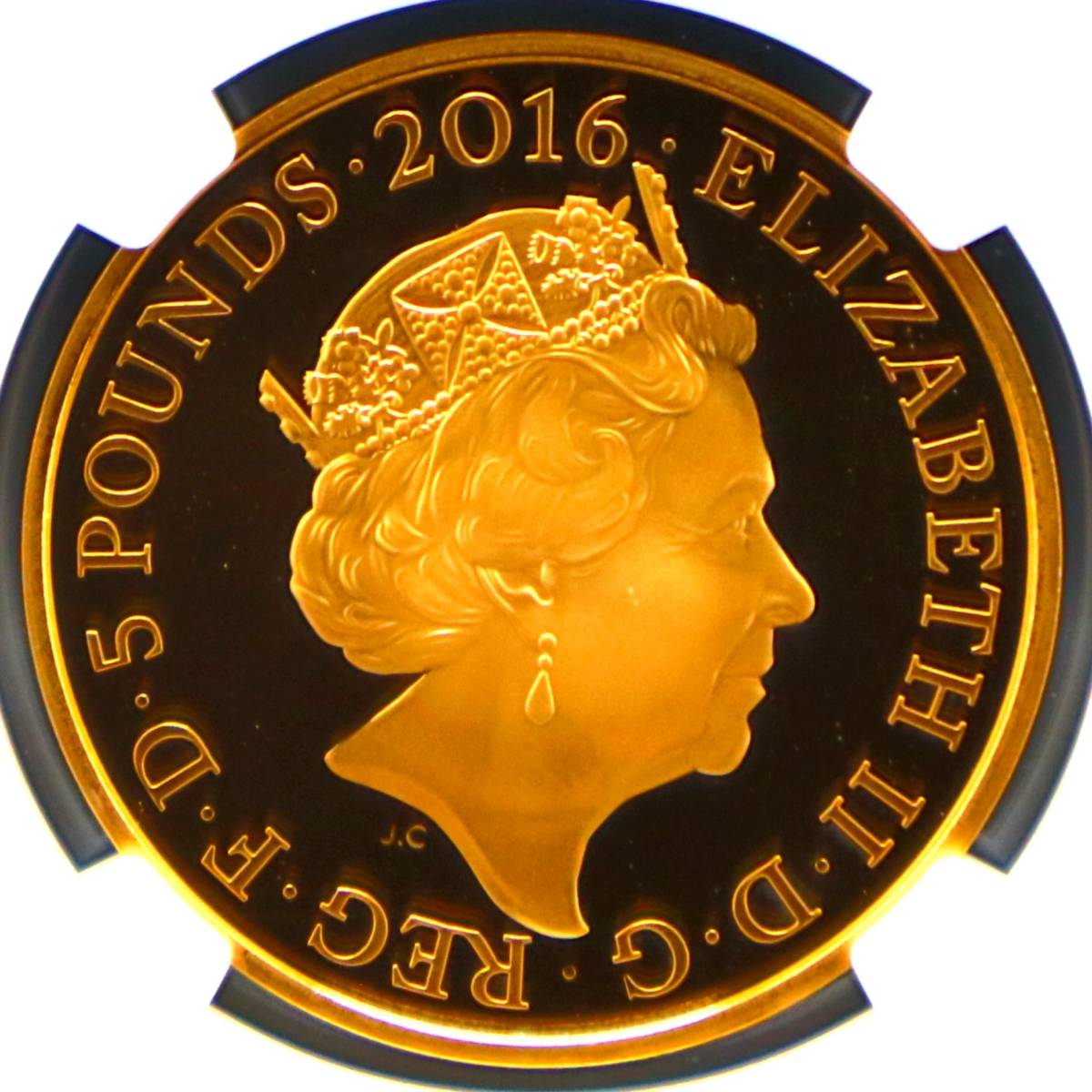 最高鑑定 世界で74枚】2016年 イギリス 5ポンド 金貨 エリザベス女王2