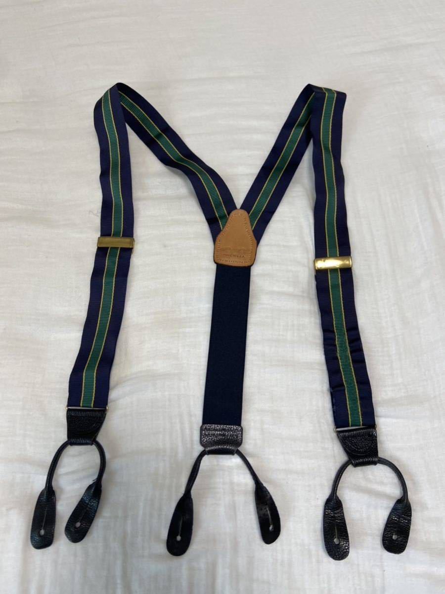 英国製 BROOKS BROTHERS ボタン式 サスペンダー ベルト ストライプ