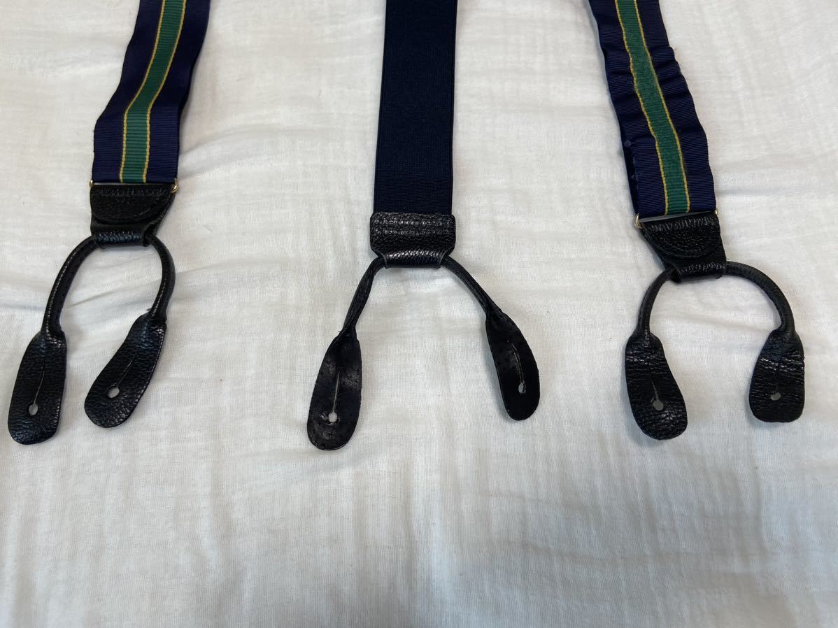 英国製 BROOKS BROTHERS ボタン式 サスペンダー ベルト ストライプ