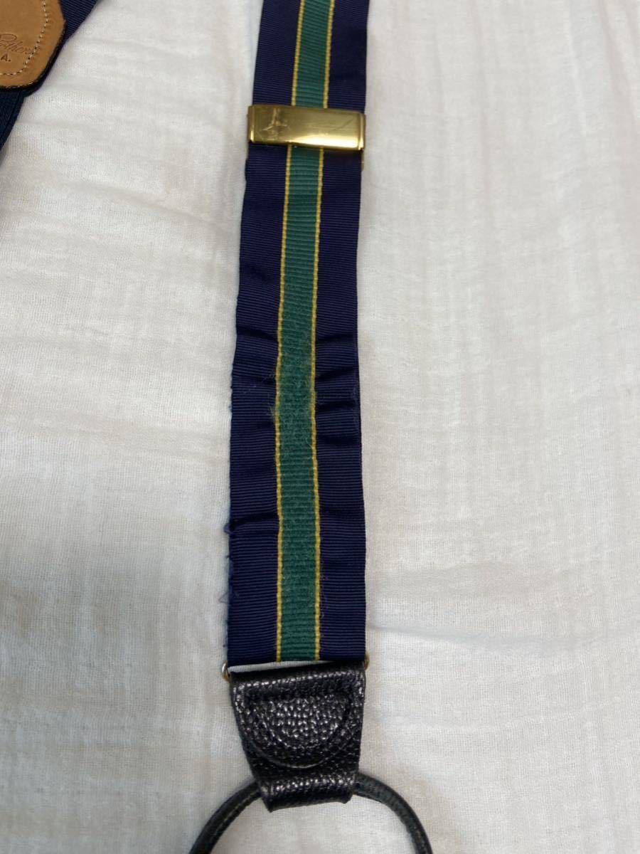 英国製 BROOKS BROTHERS ボタン式 サスペンダー ベルト ストライプ