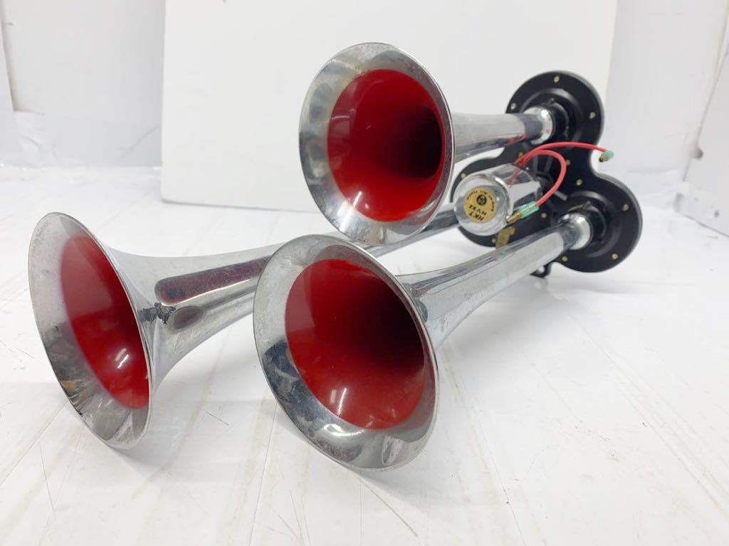 3連エアーホーン 24V HKT LV32 デコトラ メーカー不明 金属製 ヤンキーホーン ?