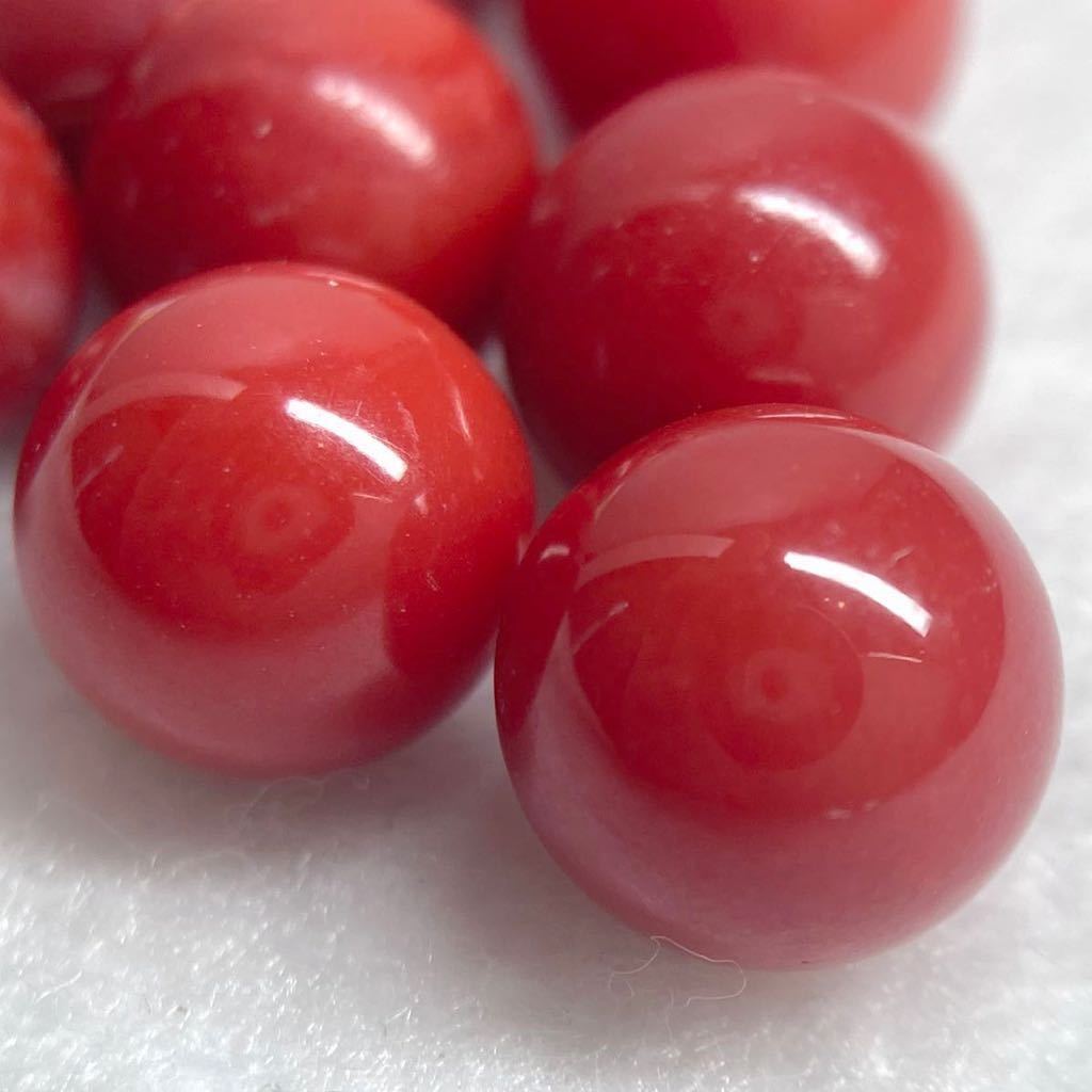 ●天然血赤本珊瑚11点おまとめ 10g● a 50ct 8.0-9.1mm珠 ルース 裸石 宝石 ジュエリー jewelry coral サンゴ 丸玉 片穴 両穴 DG5