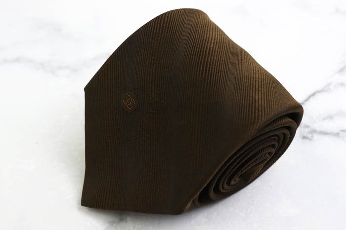 シャネル CHANEL ワンポイント シルク ココマーク ストライプ柄 イタリア製 伊製生地 高級 ブランド メンズ ネクタイ ブラウン