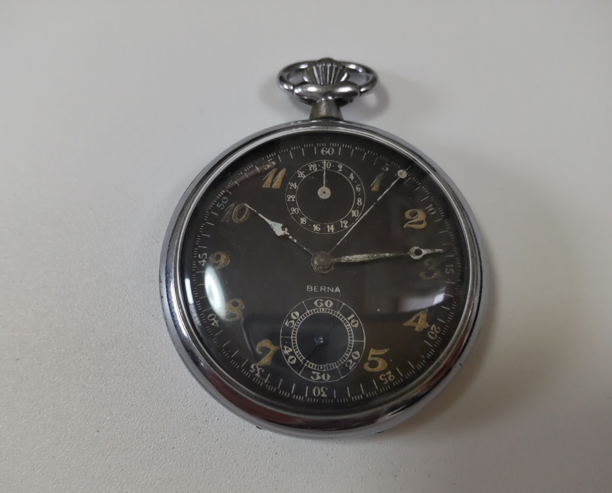 1930年代 BERNA ベルナ クロノグラフ 手巻き 懐中時計 旧日本海軍 八九 