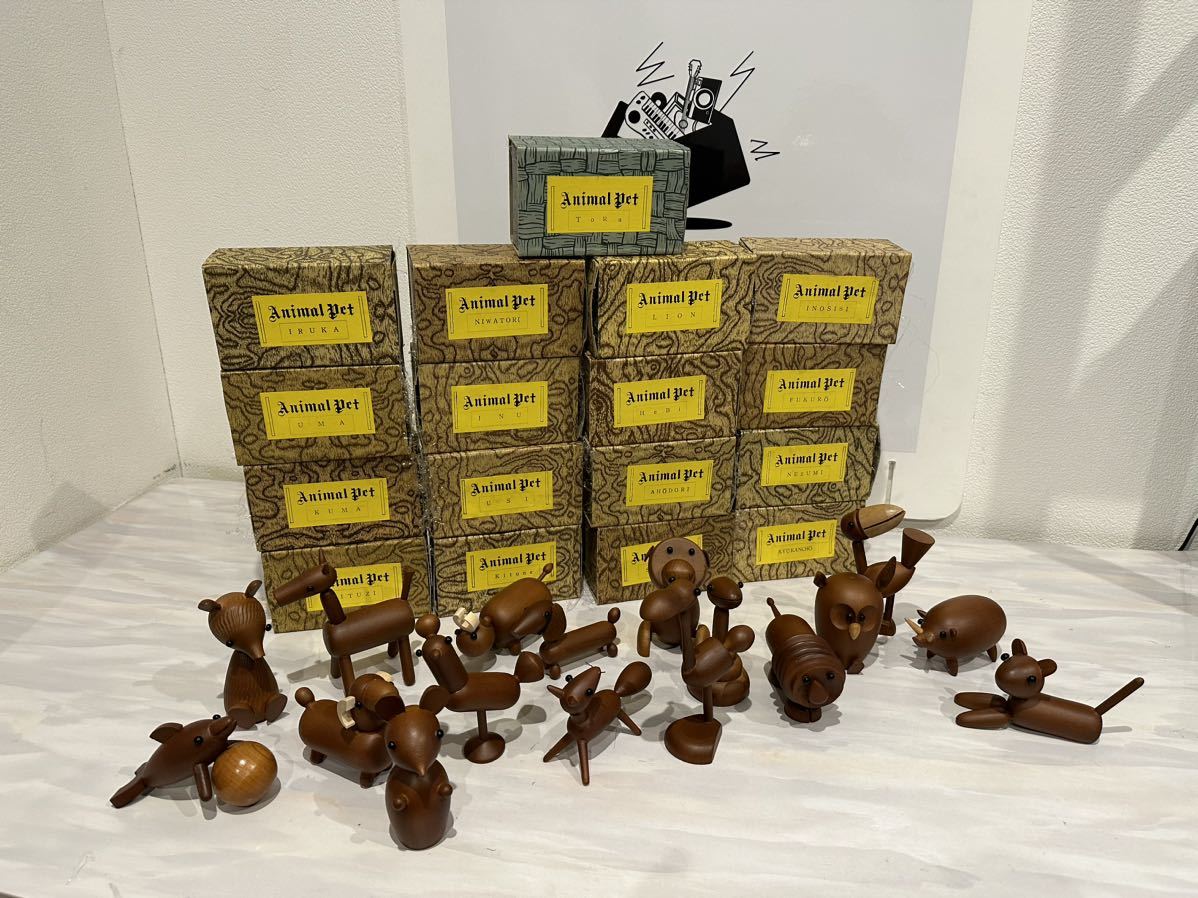 【中古】置物 17個セット Animal Pet アニマルペット 木製 WOOD 動物 コレクション 【札TB01】