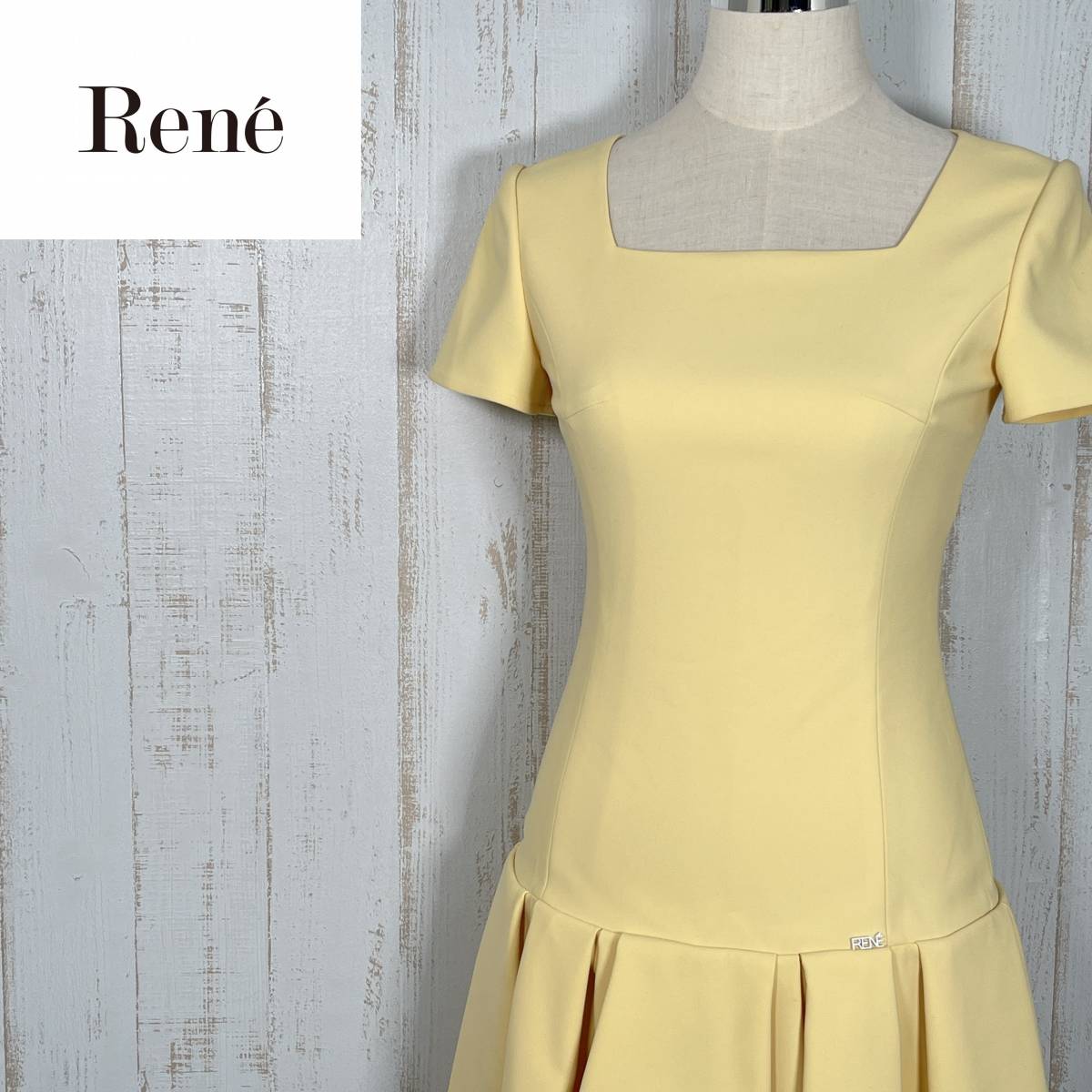 【極美品】Rene ルネ ワンピース ひざ丈 ノースリーブ 黄