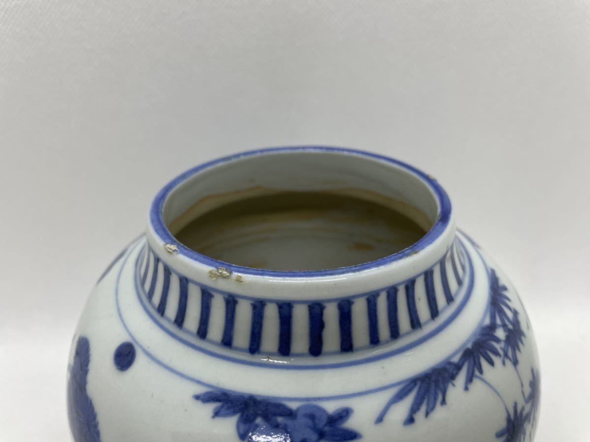 中国美術 清朝 染付青花 花鳥筆筒花瓶唐物骨董古董 中国美術 清朝 染付