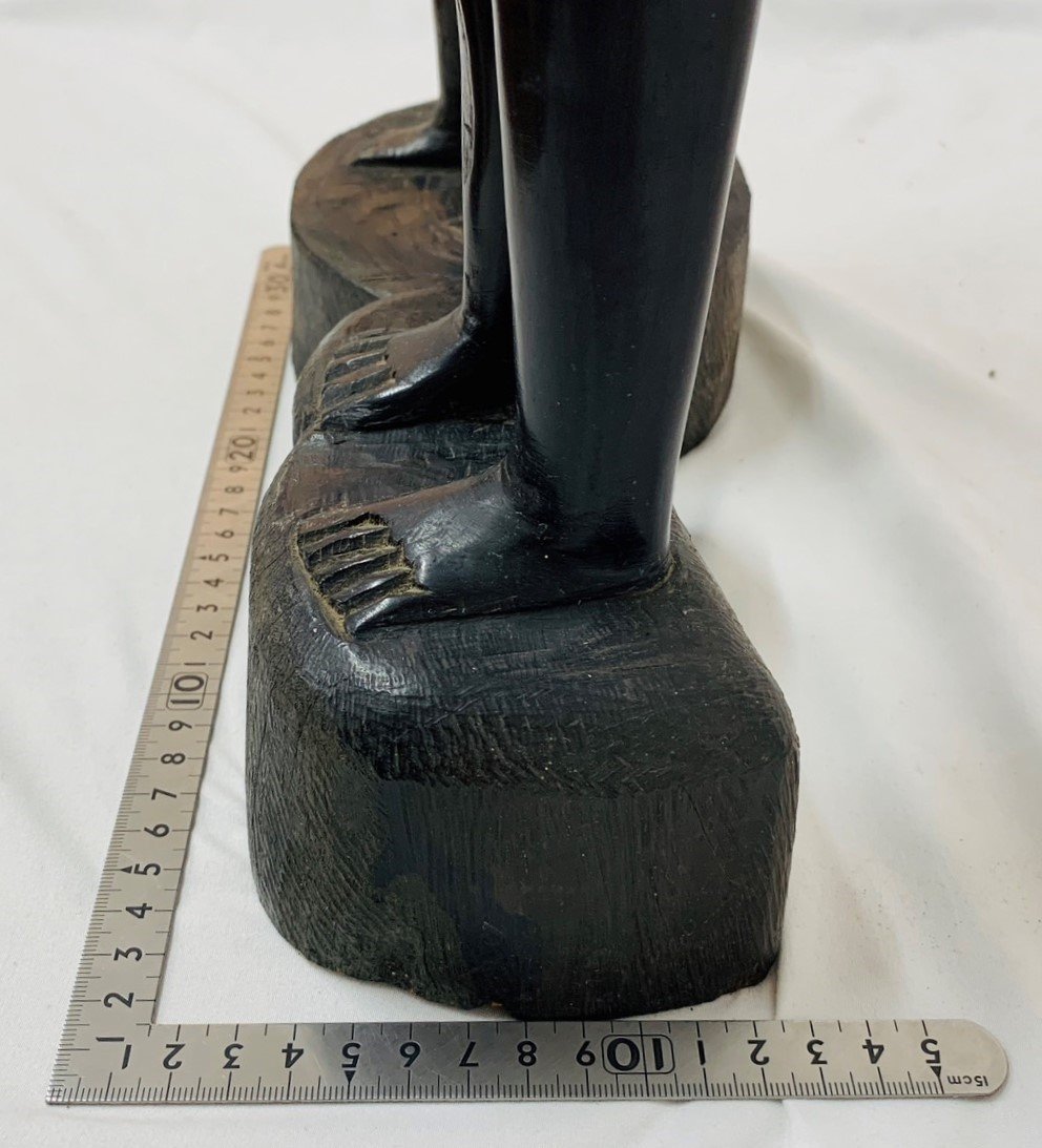 2個口配送】黒檀 置物 二体 立像 高さ約92cm オブジェ インテリア 民族