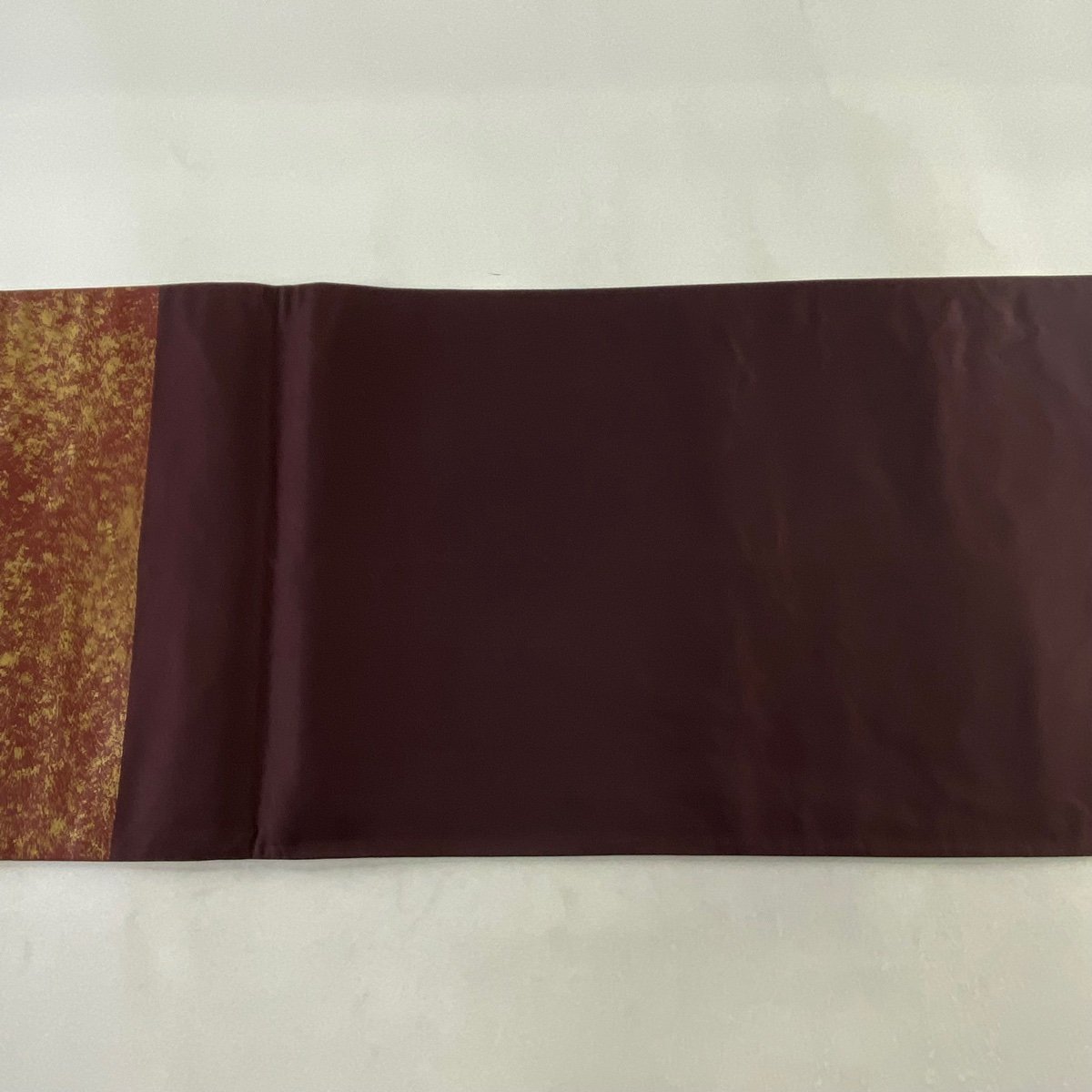 袋帯 名品 落款 帝王紫 秋草 波頭 金糸 本金漆箔 赤茶 お太鼓柄