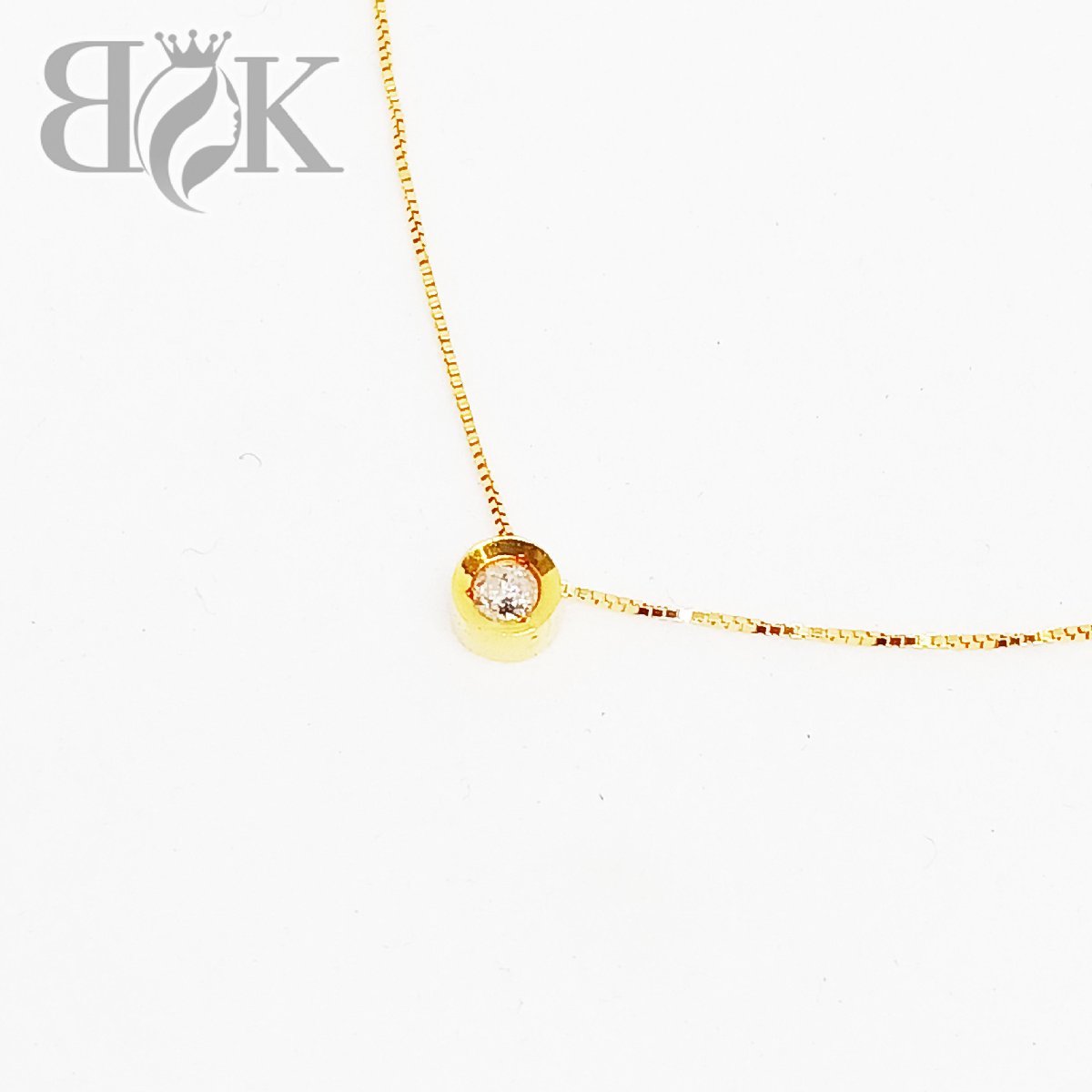 K18 750 ネックレス 1PD ダイヤ 0.11ct 総重量 約1.7g 全長 約 39cm イエローゴールド YG ベネチアンチェーン レディース 洗浄済 中古 ★