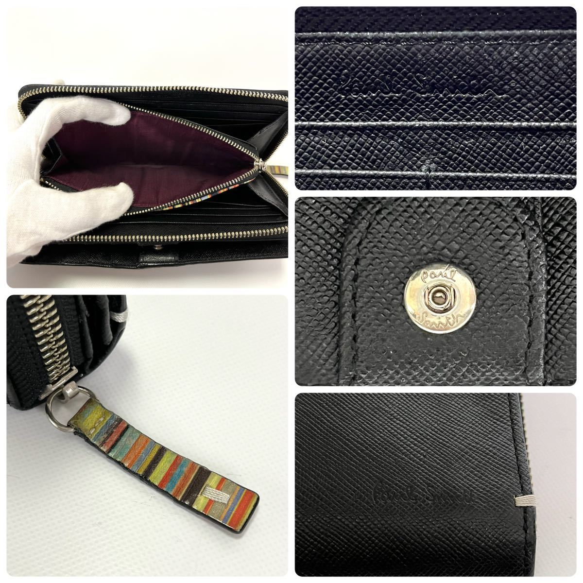 1円～ 希少 美品 Paul Smith ポールスミス 長財布 オーガナイザー 