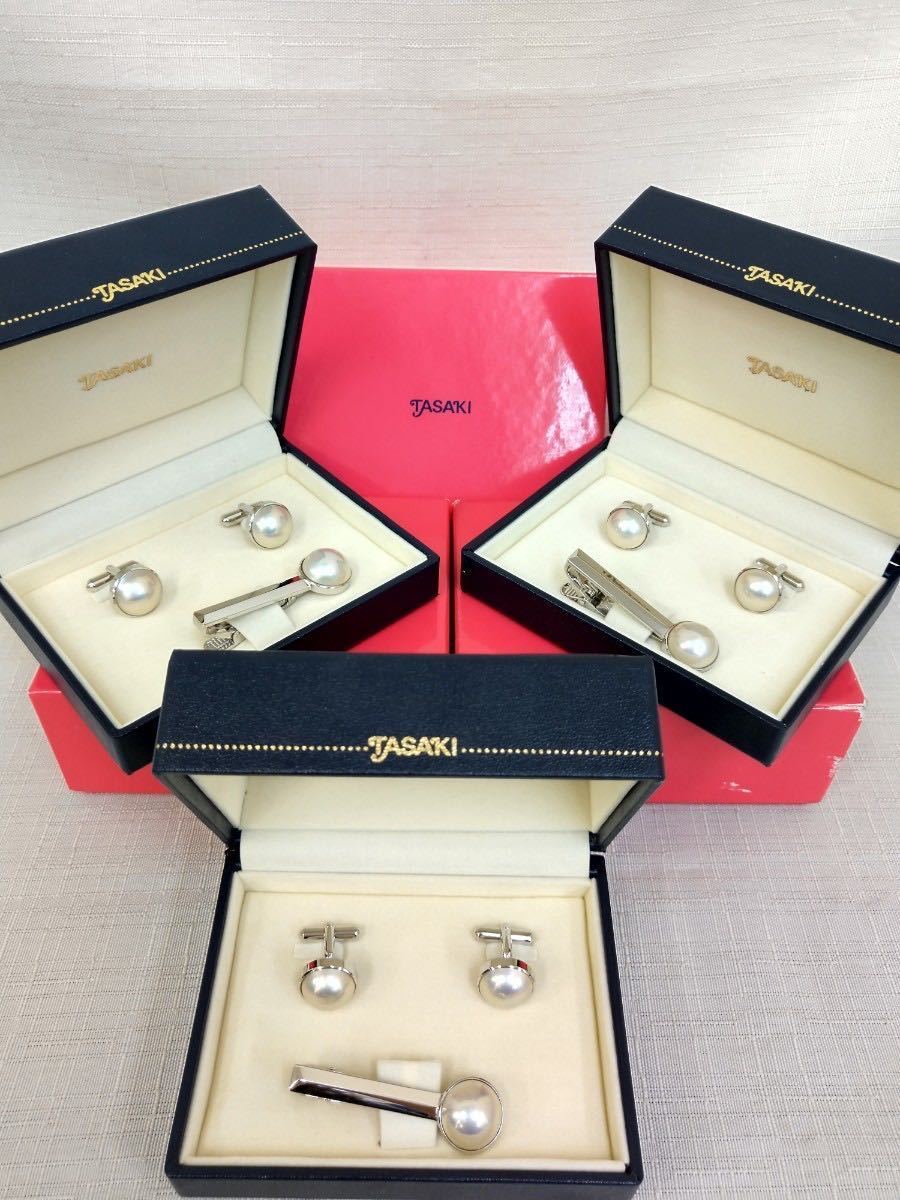 お値打ち品】田崎真珠 TASAKI マベパール SILVER タイピン・カフス