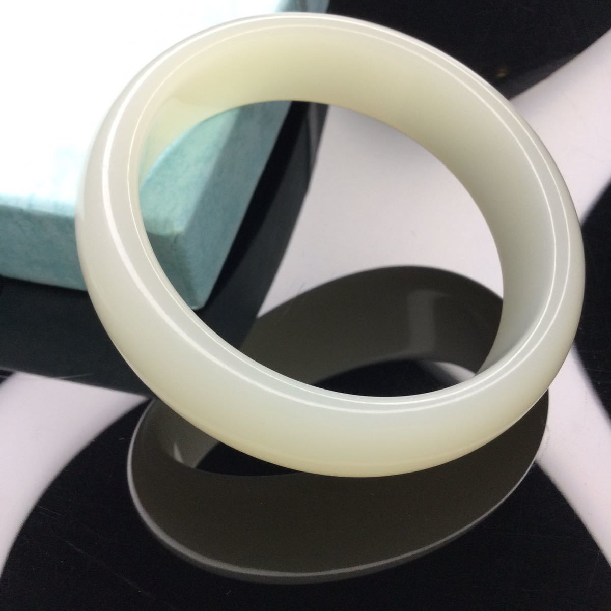 羊脂白玉(和田玉)バングル内径54mm 鑑定書有ブレスレット、ペンダント付